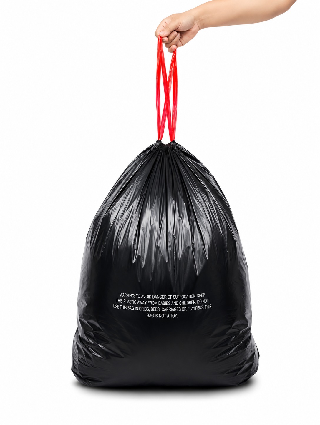 Kantong Sampah Hitam Plastik Sampah Roll Tali Isi 5 PCS Premium Tahan Beban +- 25 KG Anti Sobek Uk 76.2 CM × 83.8 CM Ramah Lingkungan